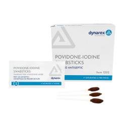 Dynarex Povidone Iodine Swabsticks Triples, Box of 25 (1202)