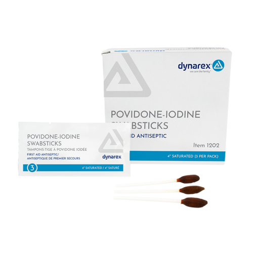 Dynarex Povidone Iodine Swabsticks Triples, Box of 25 (1202)