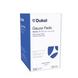 Dukal Gauze Sponges 2x2 12Ply Sterile, Box of 100 (1212)