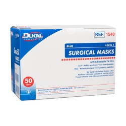 Dukal 1540 3 Ply Blue Surgical Mask with Tie, Box of 50