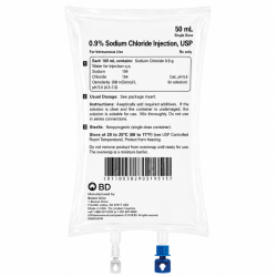 BD Sodium Chloride 0.9% NACL IV Bag 50ml, Case (1727170102) *R*