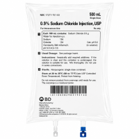 BD Sodium Chloride 0.9% NACL IV Bag 500ml, Case (1727170106) *R* BD Sodium Chloride 0.9% NACL IV Bag 500ml, Case (1727170106) *R*