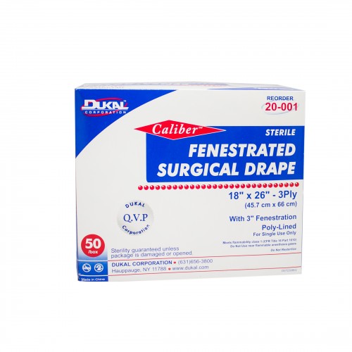 Dukal 20-001 Sterile Surgical Drapes 18x26 Fenestrated Bx50