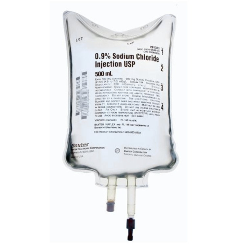 Sodium Chloride IV Bags | 0.9% NACL 500ml | Baxter 2B1323Q | 24 Bags per Case (RX) Sodium Chloride IV Bags | 0.9% NACL 500ml | Baxter 2B1323Q | 24 Bags per Case (RX)