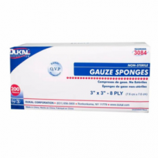 Dukal 3084 Gauze Sponges 3x3 8Ply Non-Sterile Box200
