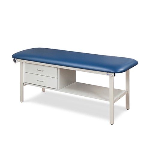 Clinton Alpha Series Flat Top Steel Frame Treatment Table with Shelf & Drawers (3130)