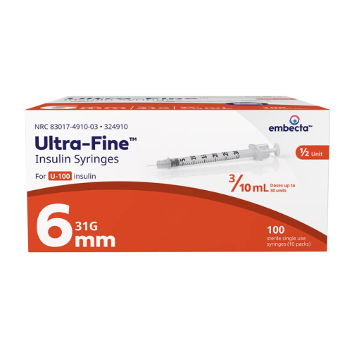 BD Embecta Ultra-Fine Insulin Syringes 31G x 6MM Case, *R* (324912)