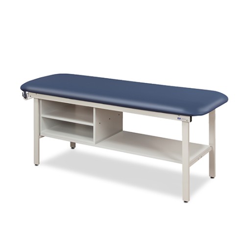 Clinton Alpha Series Flat Top Steel Frame Treatment Table with Shelving (3300)