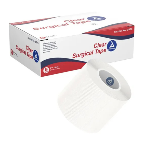 Dynarex Clear Surgical Tape 2'' x 10yd, Box of 6 (3573)