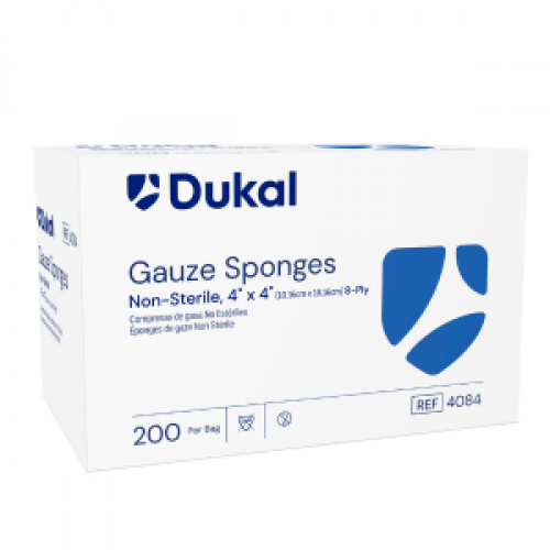 Dukal 4084 Gauze Sponges 4x4 8Ply Non-Sterile Box200