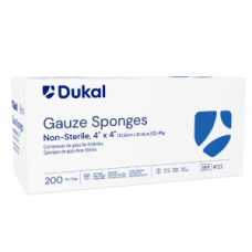 Dukal 4122 Gauze Sponges 4x4 12Ply Non-Sterile Box200