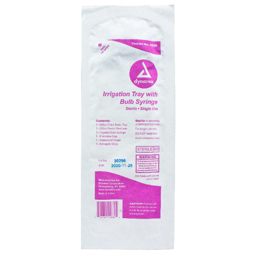 Dynarex Irrigation Tray with 60cc Bulb Syringe, Case of 20 (4266)