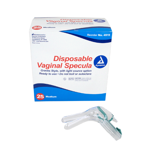 Dynarex Disposable Graves Vaginal Specula with Light Source Option Medium, Box of 25 (4915A)