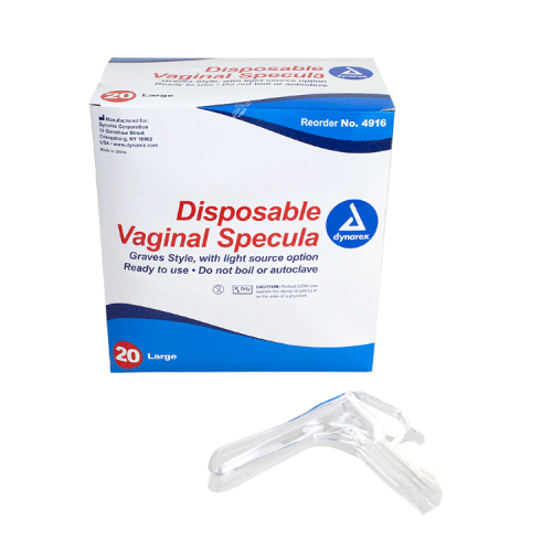 Dynarex Disposable Graves Vaginal Specula with Light Source Option Large, Box of 20 (4916A)