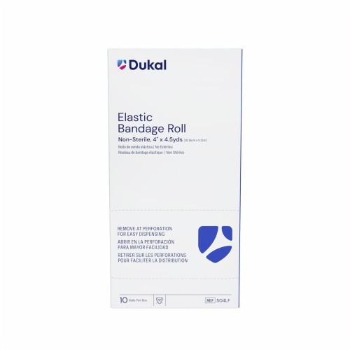 Dukal Elastic Bandage Roll 4'', Box of 10 (504LF)