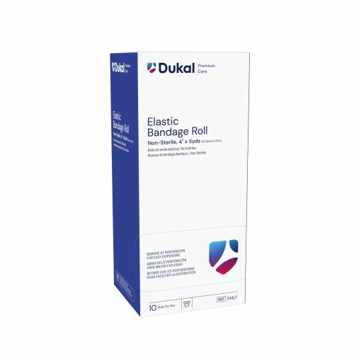 Dukal Elastic Velcro Closure Bandage Roll 4'', Box of 10 (514LF)