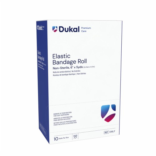 Dukal Elastic Velcro Closure Bandage Roll 6'', Box of 10 (516LF)