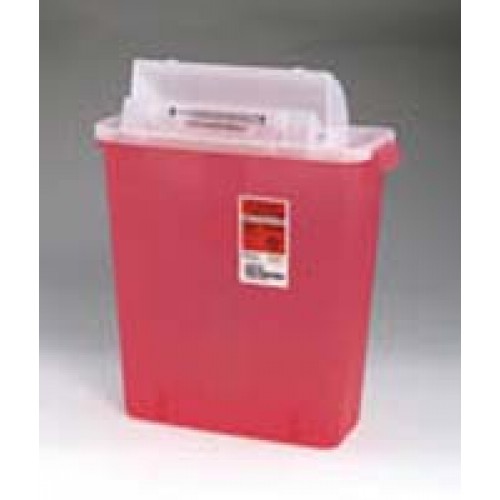 Kendall 12 Qt. Transparent Red Sharps Container with Sharpstar Lid- Ca10