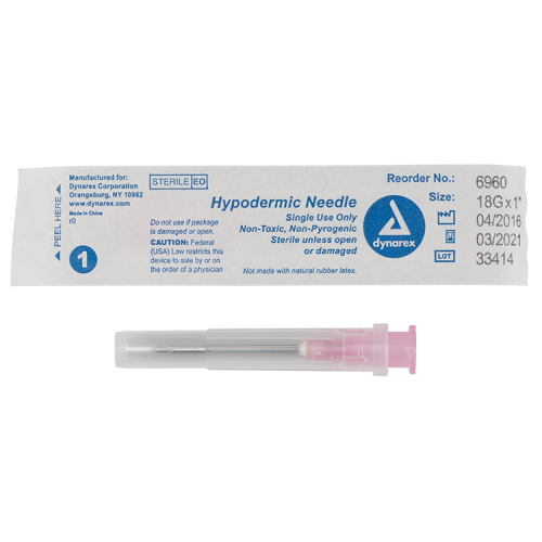 Dynarex Hypodermic Needle 18 Gauge 1 Inch, Box*R* (6960)