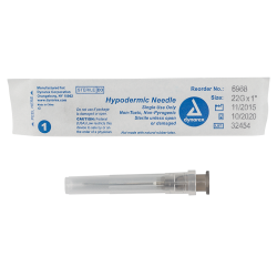 Dynarex Hypodermic Needle 22 Gauge 1 Inch, Box (6968) *R*
