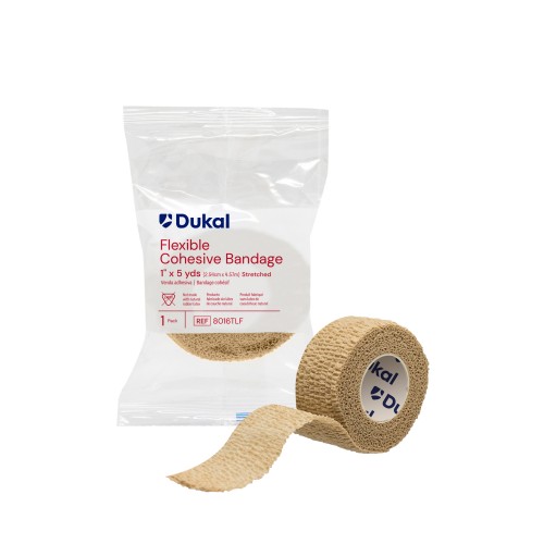 Dukal Cohesive Bandage 1 inch x 5 Yards Tan Latex Free, Box (8016TLF)