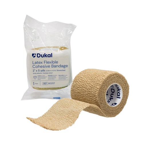 Dukal Cohesive Bandage 2" x 5 Yards Tan Latex, Box (8025T)