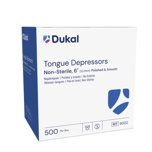 Dukal Tongue Depressor 6'' Non-Sterile, Box of 500 (9002)