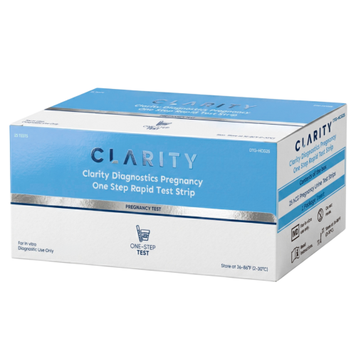 Clarity DTG-HCG25 hCG Urine Pregnancy Test Strips, 25 Tests, CLIA Waived