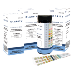 Clarity Urocheck 5OB 5-Parameter Urine Test Strips, 100/Bottle, CLIA Waived Clarity Urocheck 5OB 5-Parameter Urine Test Strips, 100/Bottle, CLIA Waived