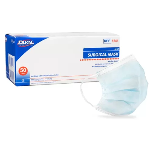 Dukal Blue, Ear Loop Surgical Mask, 3 Ply, Box of 50
