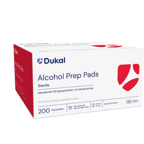 Dukal Alcohol Preps Medium Sterile 2-Ply, Box of 200 (853)