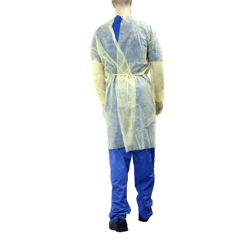 Dynarex 2141 Fluid Resistant Isolation Gown, Yellow, Universal Size, 50 per Case Dynarex 2141 Fluid Resistant Isolation Gown, Yellow, Universal Size, 50 per Case