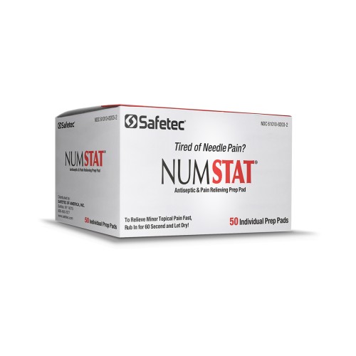Safetec NumStat 34500 Antiseptic Pain Relieving Pads Box of 50 Safetec NumStat 34500 Antiseptic Pain Relieving Pads Box of 50