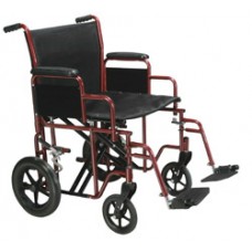 Drive Bariatric Heavy Duty Red Transport Wheelchair with Swing Away Footrest