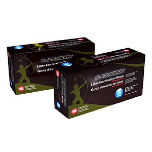 Dynarex 232 Series Black Latex Exam Gloves, Box of 100