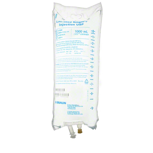 BBraun Lactated Ringer IV Bag 1000ml, Case (L7500) *R*