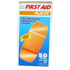 Dukal American White Cross Large Plastic Bandaid- 2" x 4" - Bx50