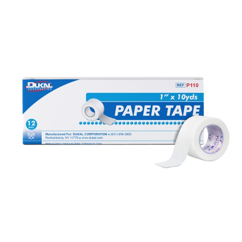 Dukal Paper Surgical Tape 1 Inch x 10yd, 12 Rolls Per Box (P110)